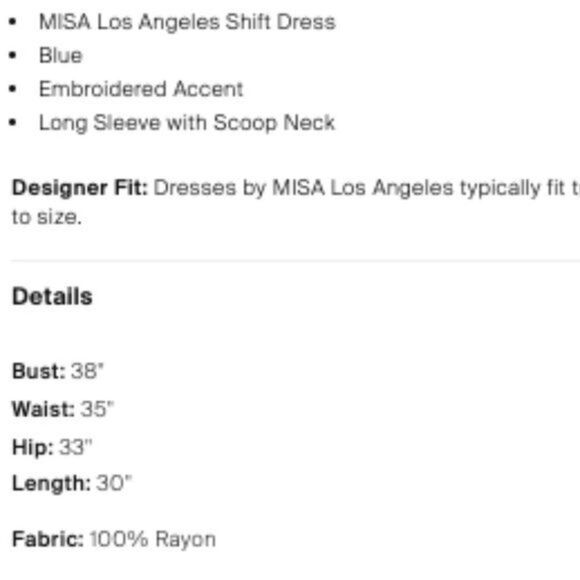 Misa Los Angeles Embroidered Dress Size S Navy Blue Rayon White Embroidery - Picture 10 of 15